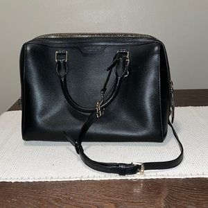 Henri Bendel West 57th Black Barrel Satchel